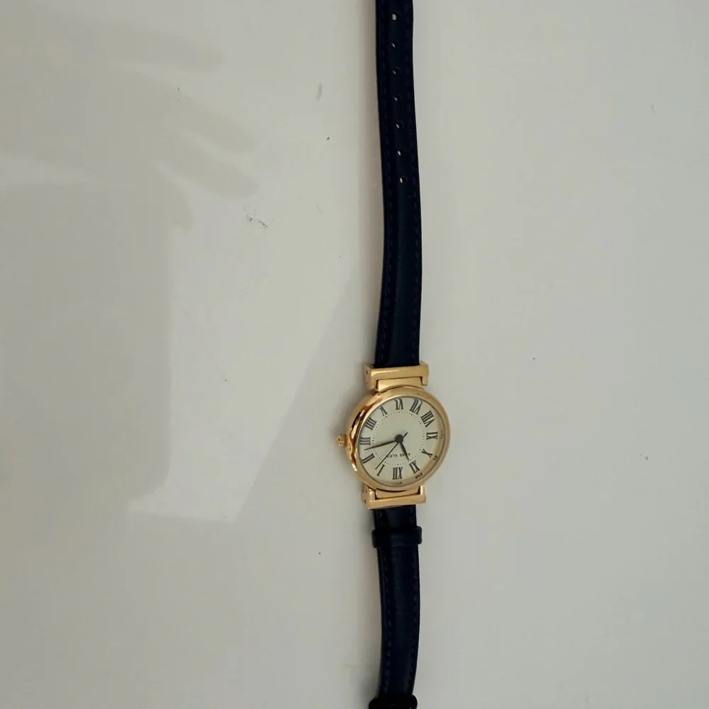 Anne Klein Gold Case Watch – Navy Leather Strap – NWT – Classic Minimalist